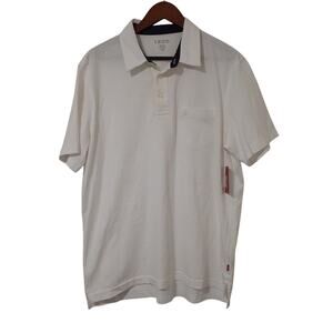 IZOD Performance Activewear Top Men's White Large Jersey Polo Cotton Polyester